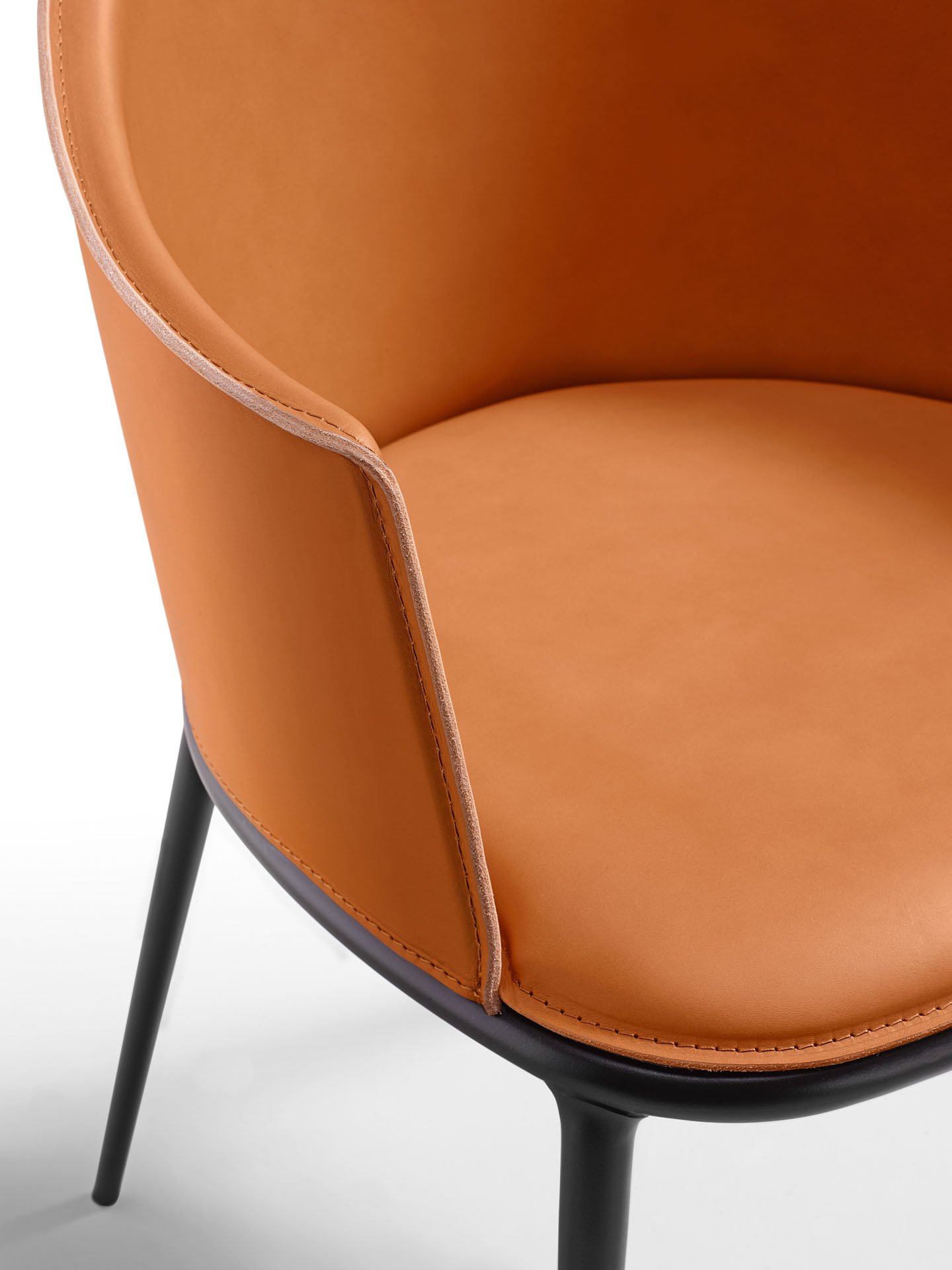 lea armchair in orange tuscan hide