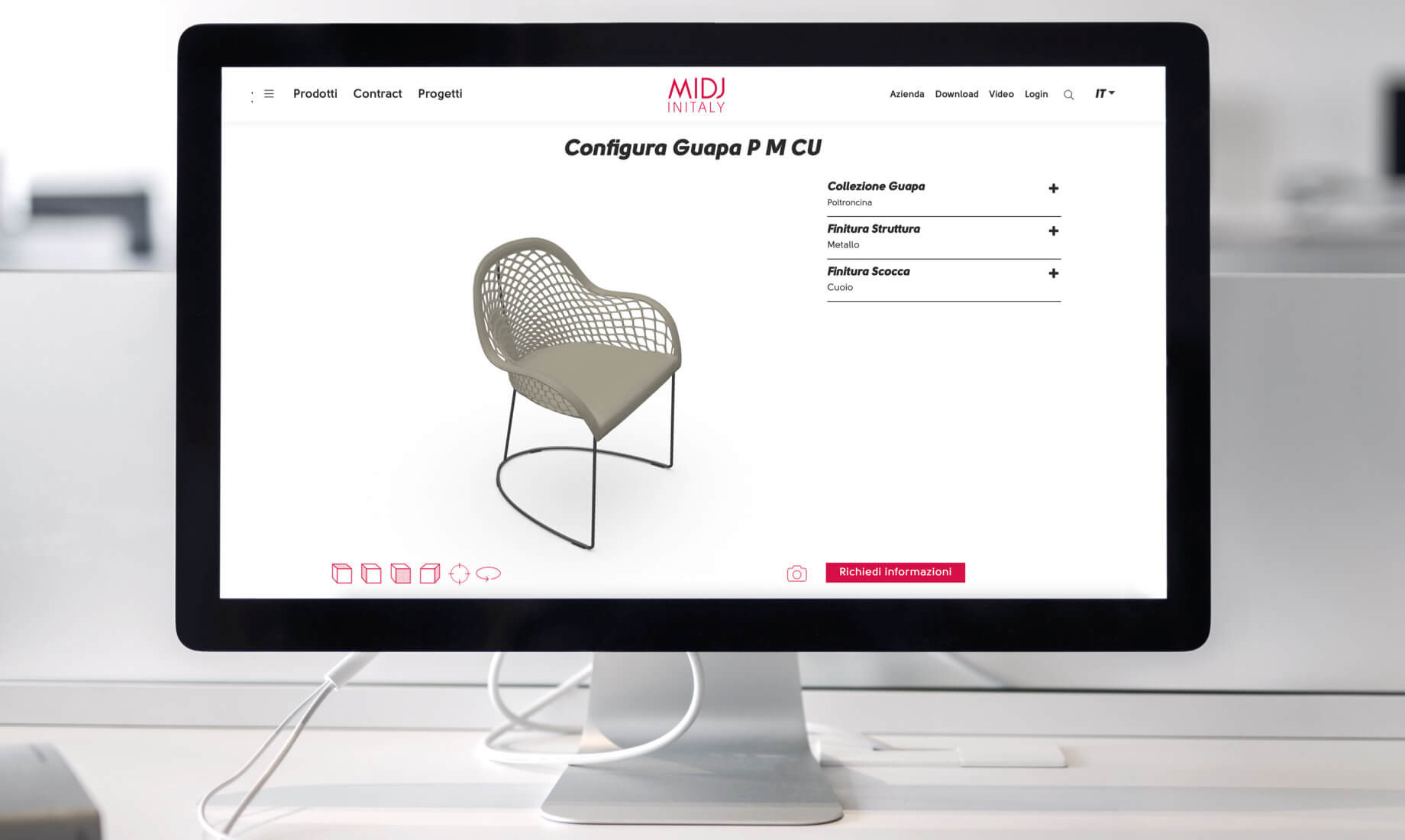 Example of configuration and customization of our Guapa armchair.