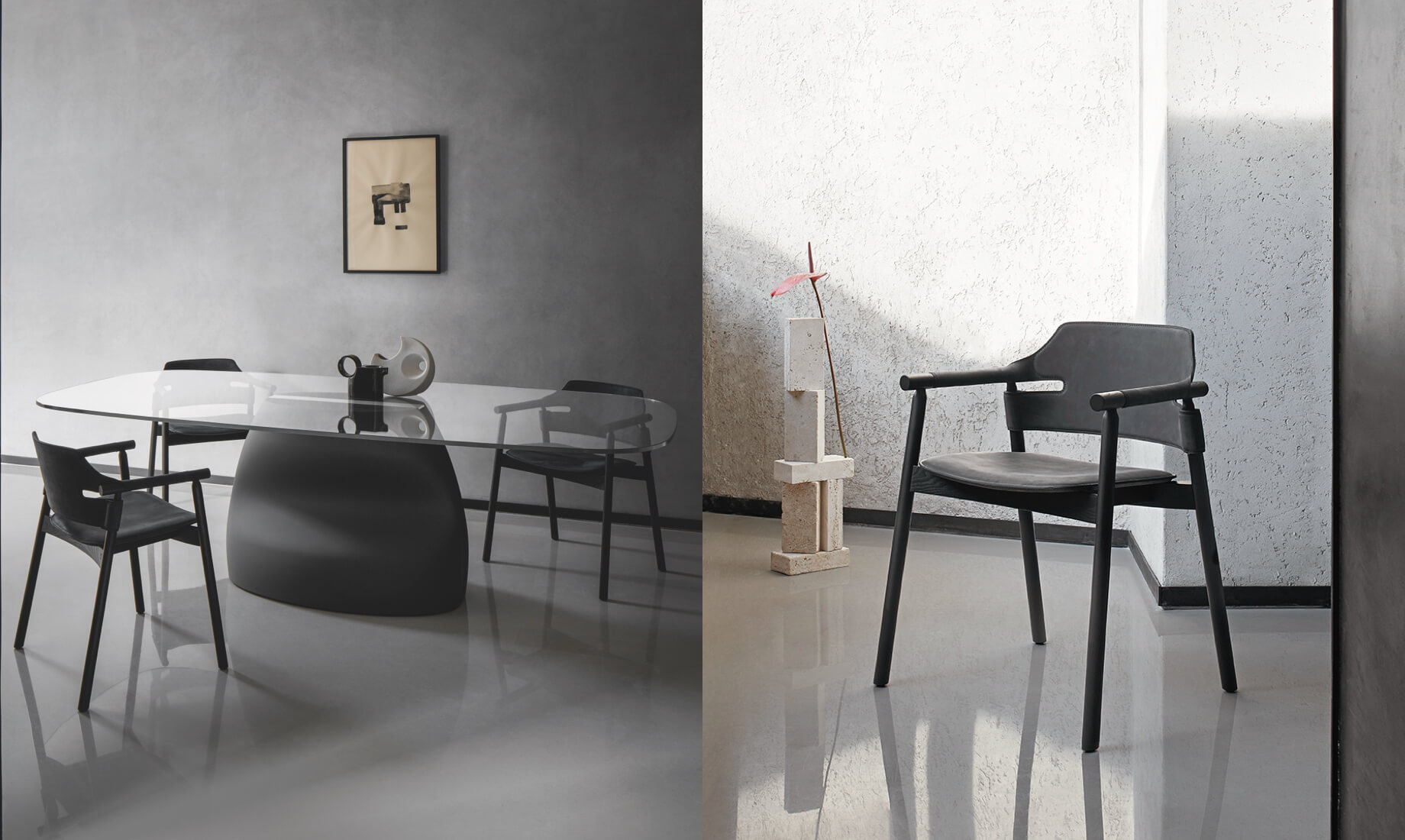 Fauteuil Suite, design AtelierNanni, avec table Gran Sasso, design Andrea Lucatello.