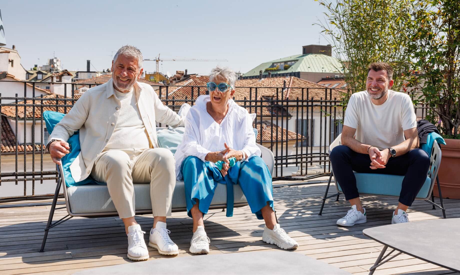 From left: President Midj Paolo Vernier, Designer Paola Navone, Production Manager Rudy Vernier.