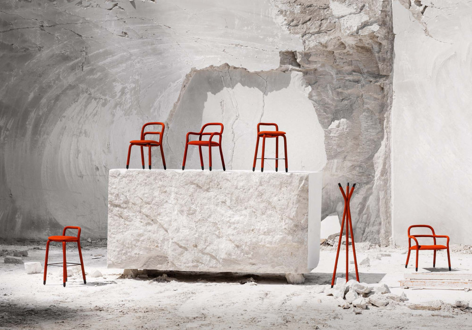 Sedie pippi in tessuto network rosso