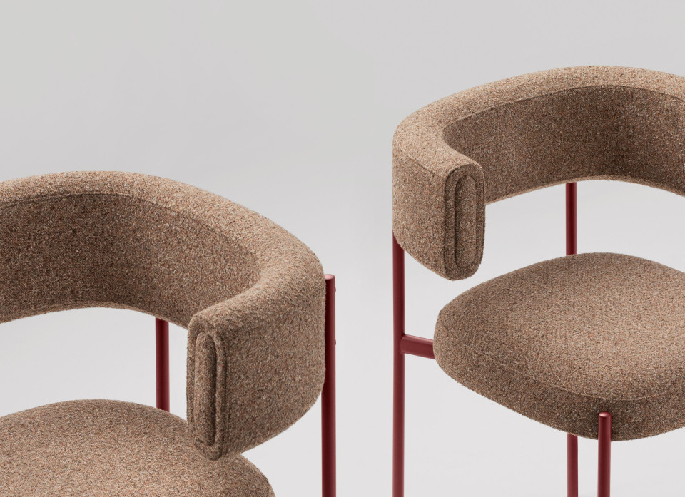 Amelie armchair in fabric design by Roberto Paoli for Midj