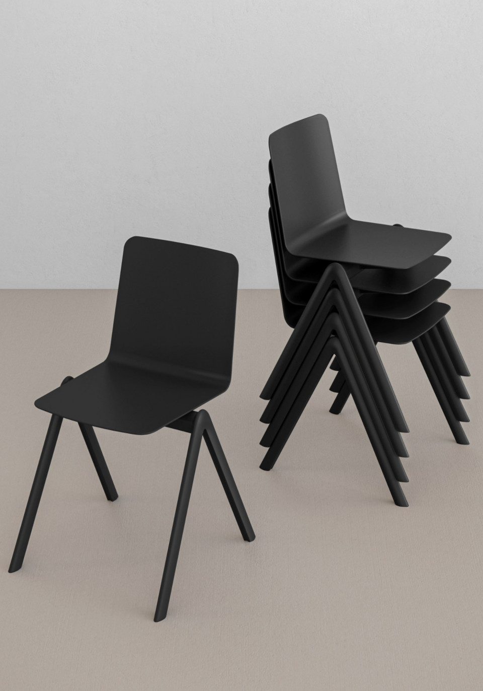 Stack chair in black polypropylene