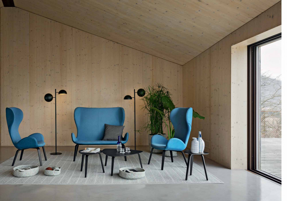 Blue armchair Dalia with high backrest