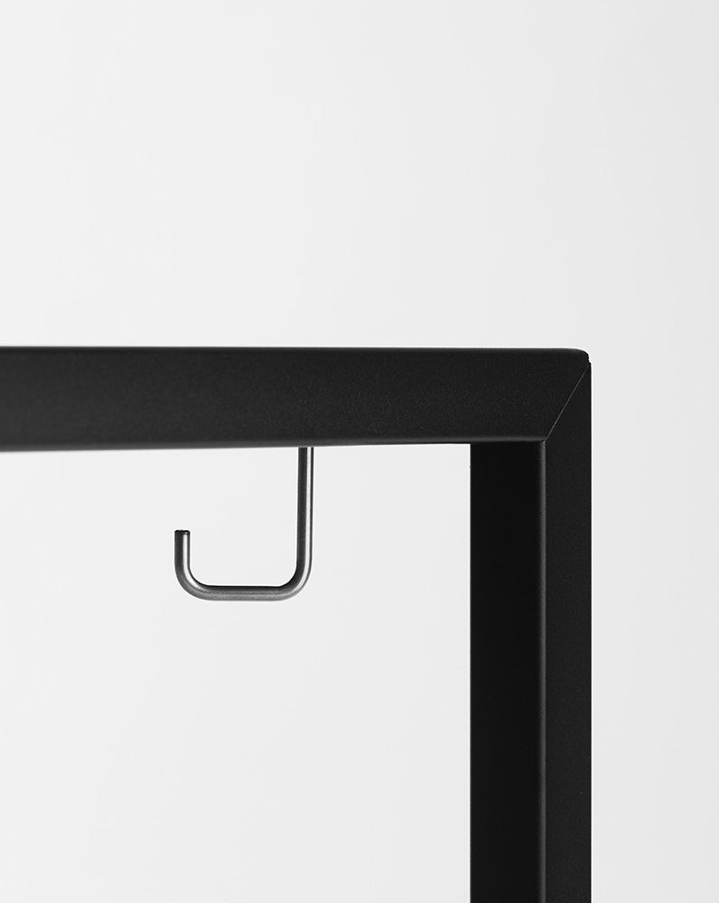 Detail of bag hook apllied on Fold table