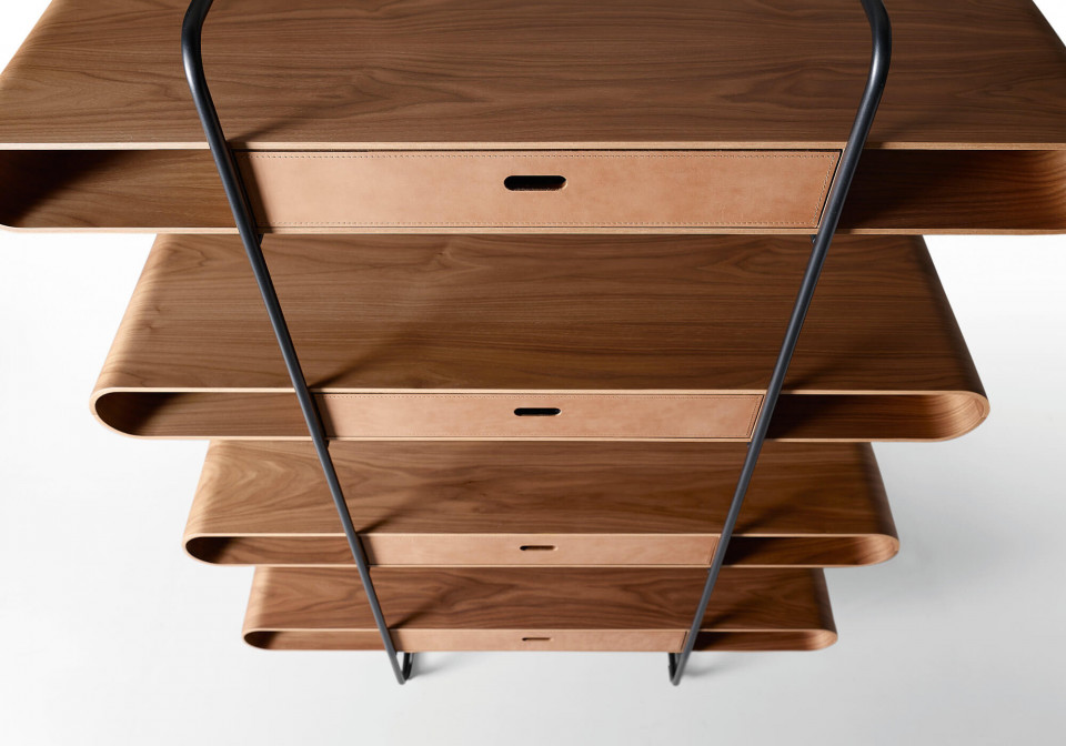 Apelle bookcase by MIDJ in wood and hide