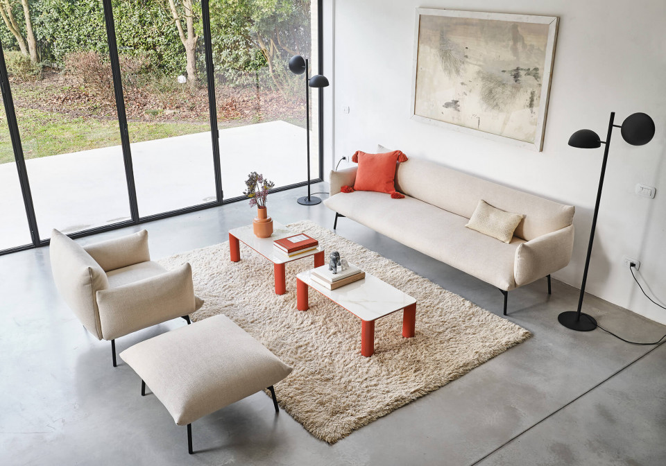 Three-seats Area sofa in beige fabric
