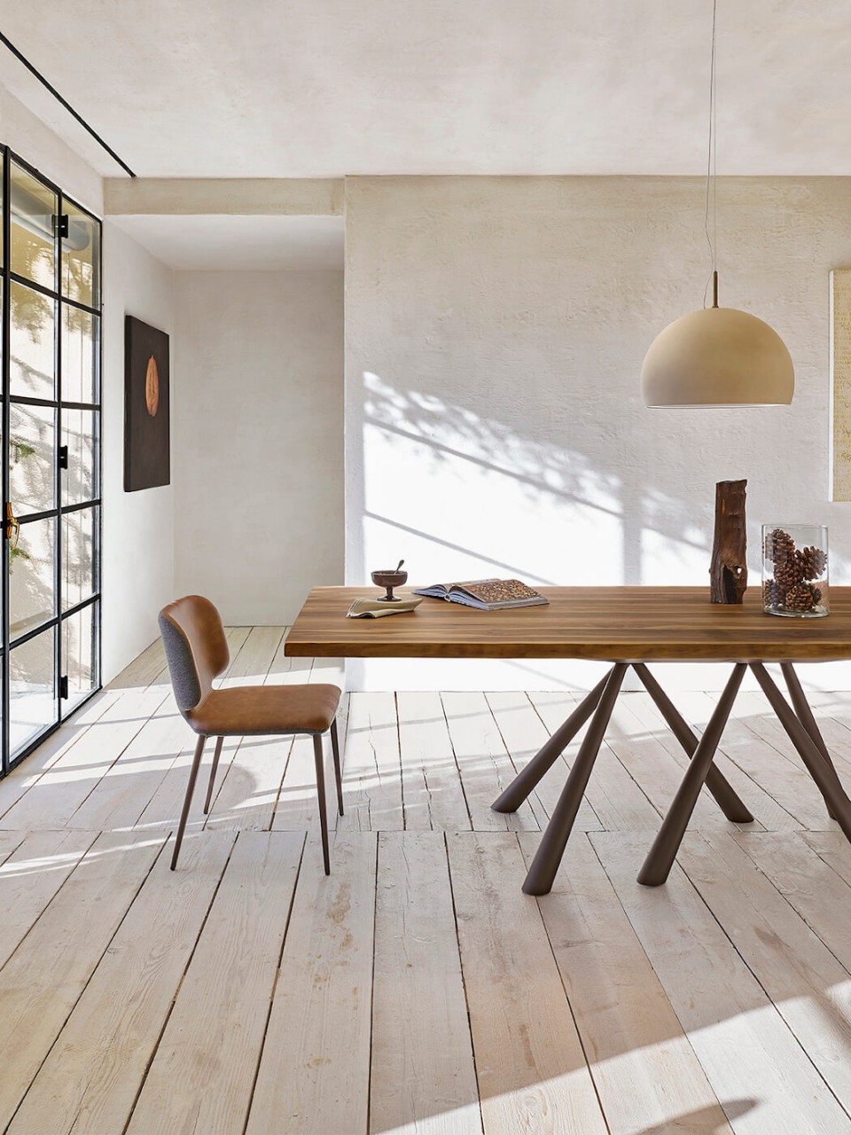 Detail of the Forest table with solid walnut top