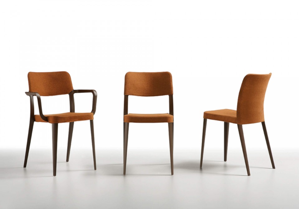 Nenè stackable design chair, made of brown polypropylene