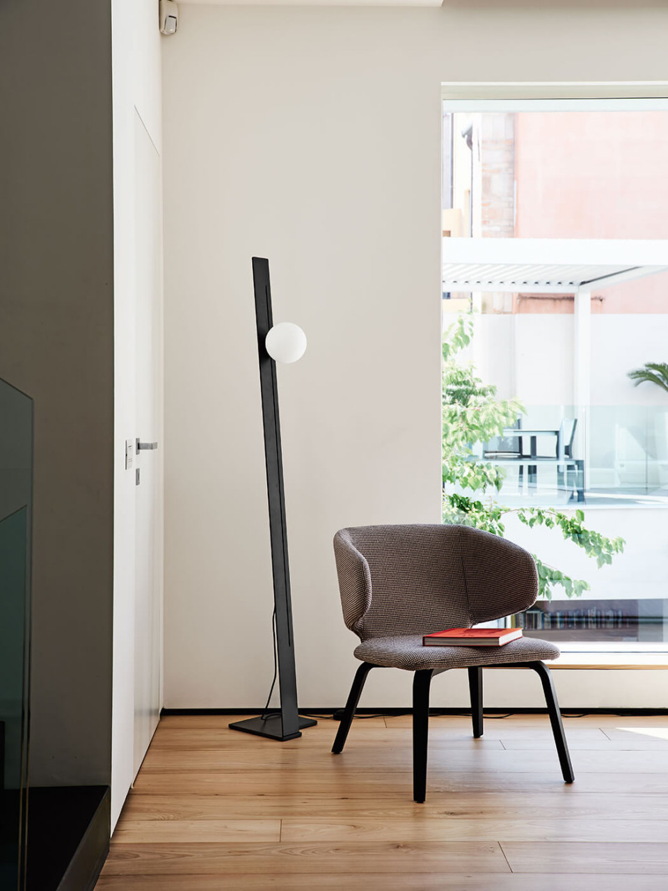 Suspense floor lamp by MIDJ in satin glass and black metal