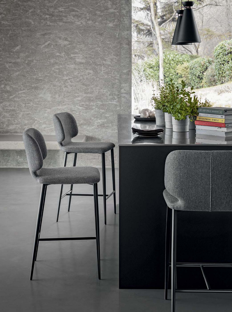 Wrap stool in grey fabric