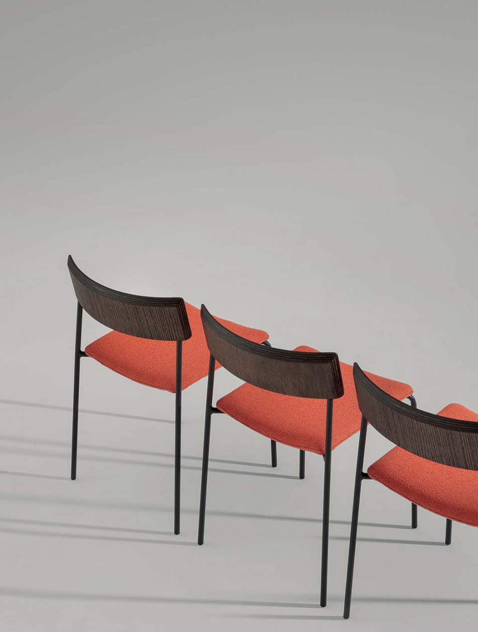 Mito chair with black wood and orange fabric