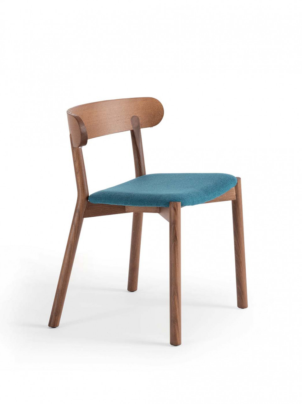 Montera sedia in legno con sedile in tessuto blu