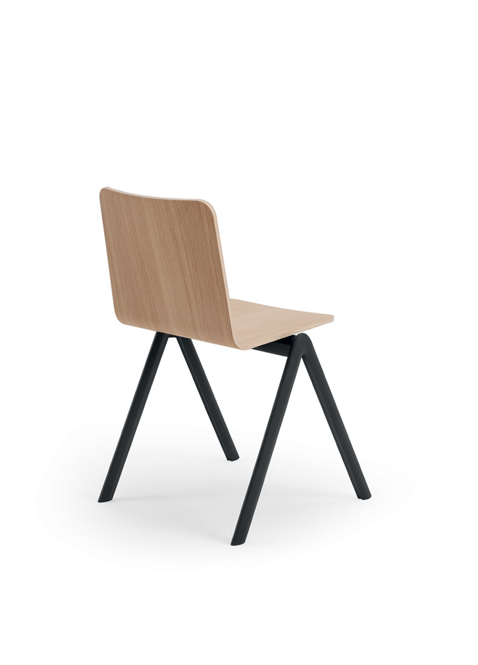 Stack chair with wooden seat