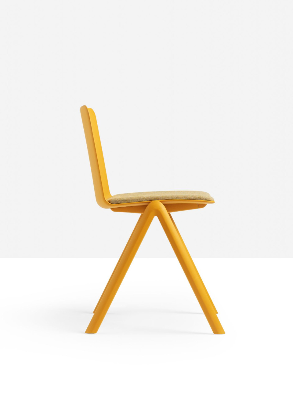Stack stackable chair with four-legs base in polypropylene with upholstered seat MIDJ