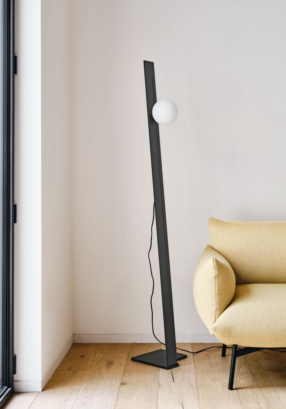 Suspense floor lamp by MIDJ in satin glass and black metal