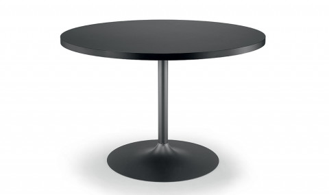 Table ronde Infinity, Midj plateau blanc, pied blanc Diamètre 60 cm